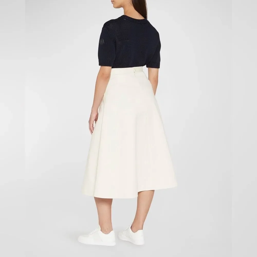 Moncler Cotton A-Line Midi Skirt with Pockets, New, Size 42